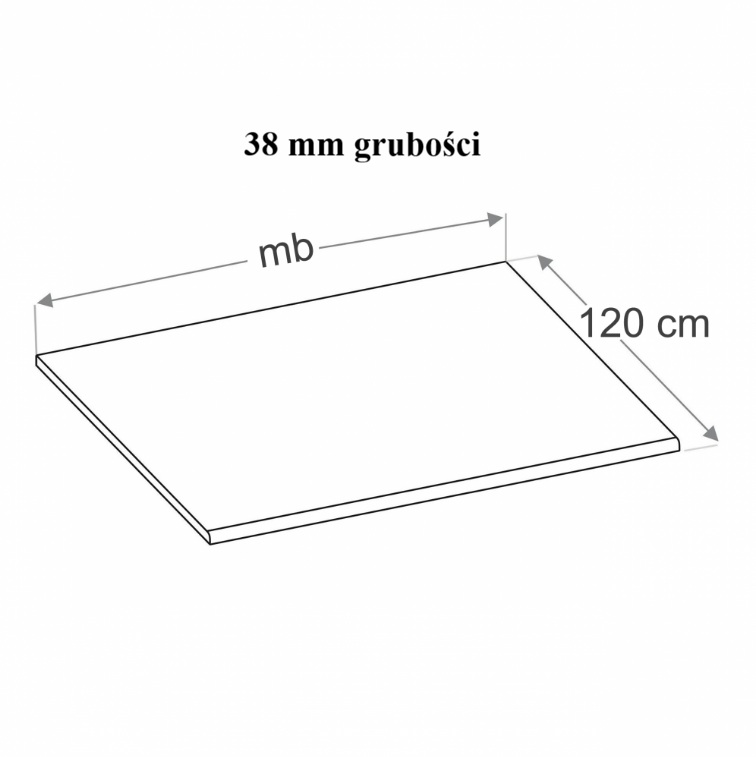 Blat kuchenny na wyspę 38mm x 1200mm