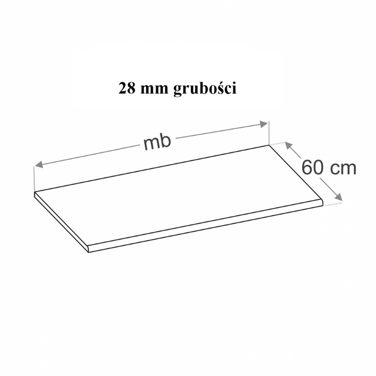 Blat kuchenny 28mm x 600mm głębokości