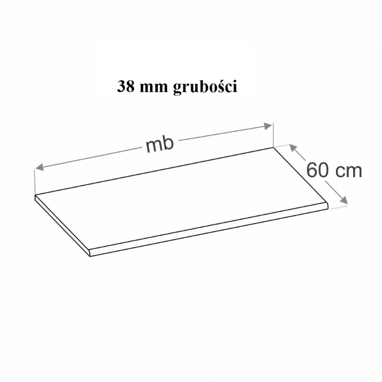 Blaty kuchenne 38 mm x 600 mm głębokości